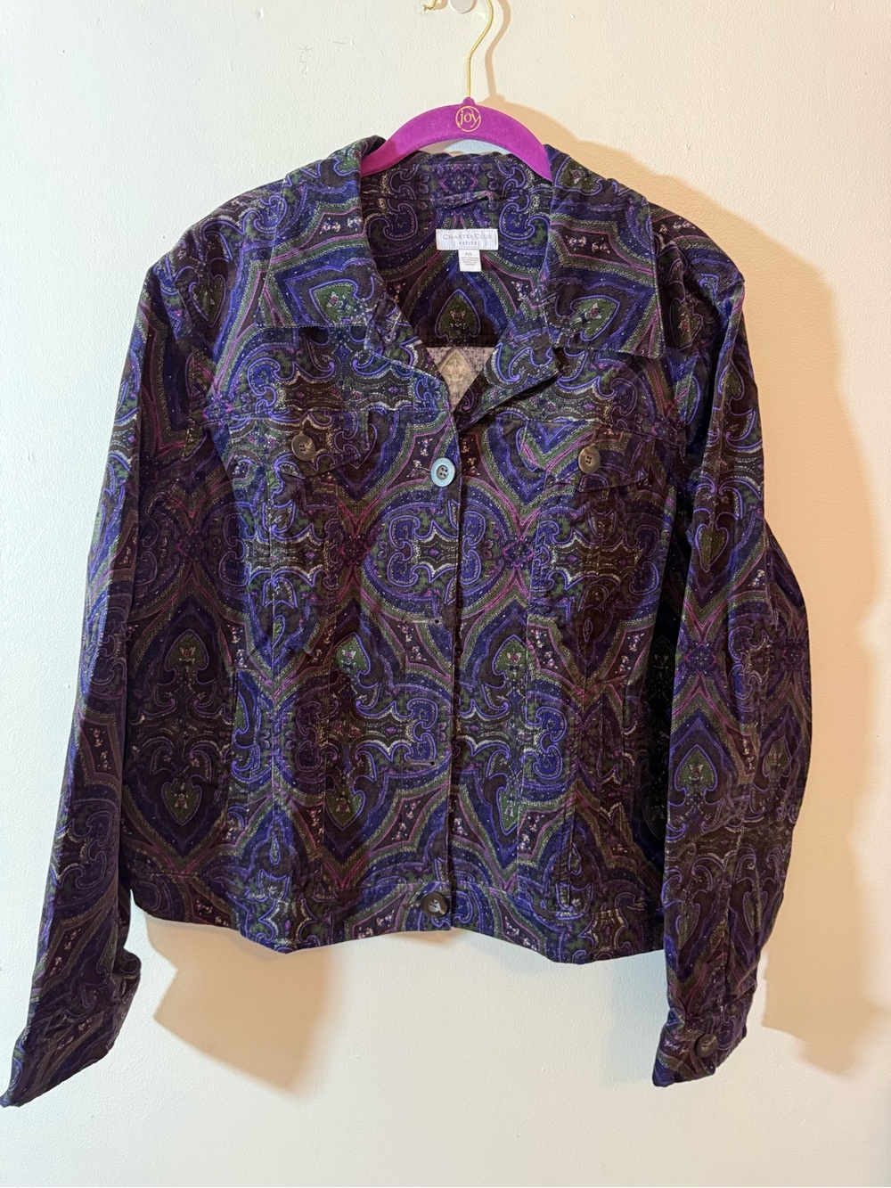 Charter Club Purple Multi Paisley Button-Front Shirt Jacket